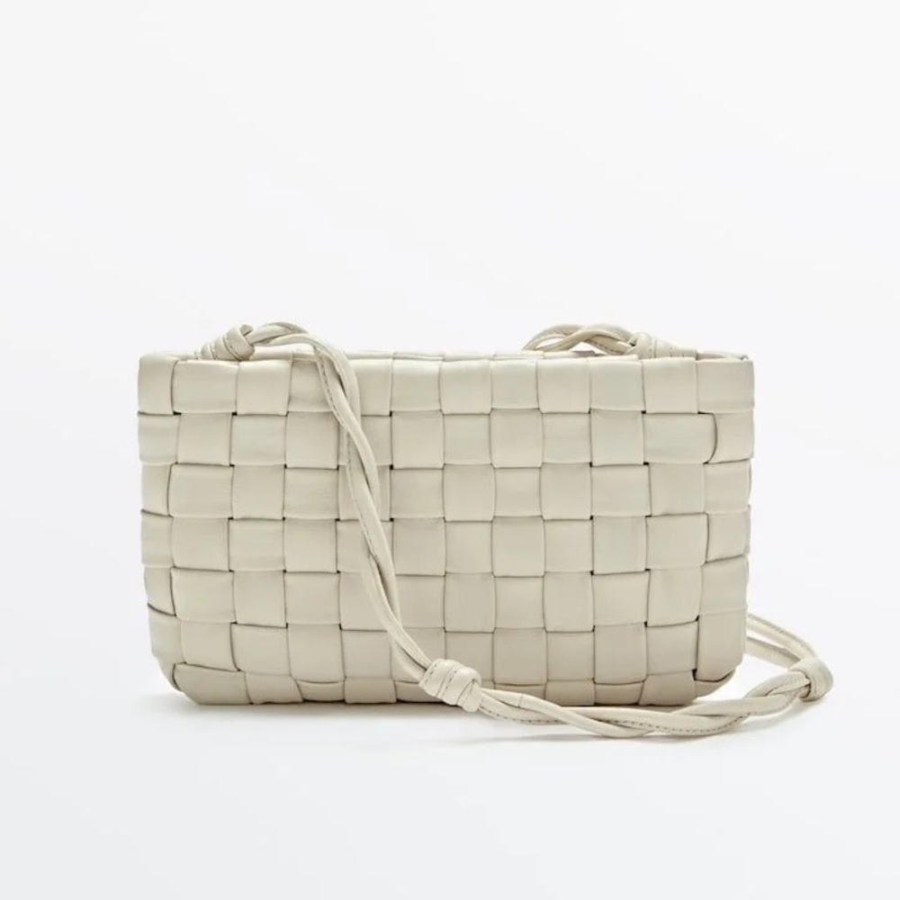 Massimo Dutti White Leather Woven Clutch and Crossbody Worn by Kate Middleton